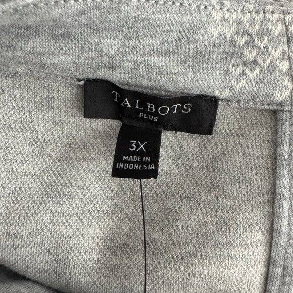 Talbots Funnel Neck Sweater Top 3X Snowflakes Gray Cotton Blend NWT TP-3298 - Picture 7 of 9